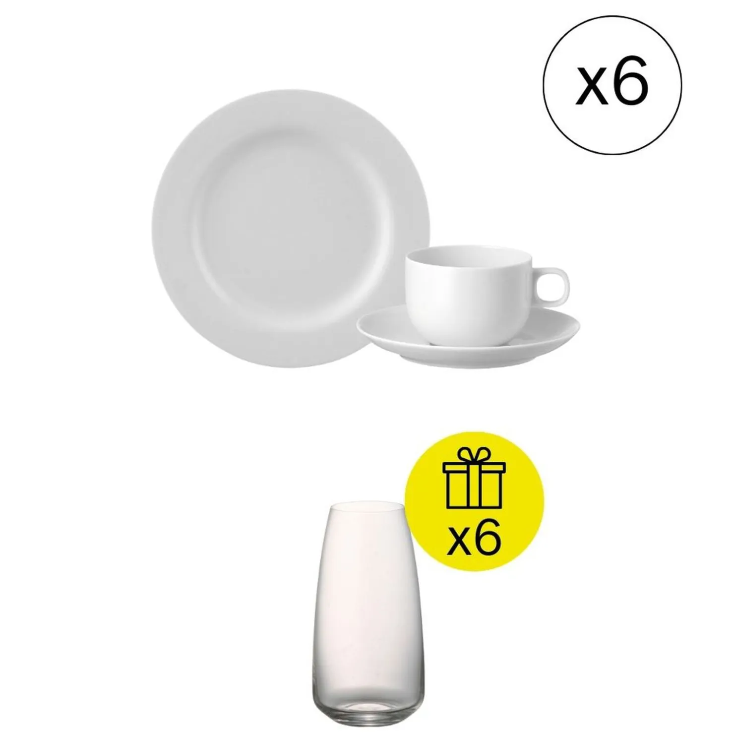 Rosenthal Geschirrsets Für 6 Personen|Ikonisches Frühstücks-Set für 6, 18-tlg. Geschirr-Set mit Geschenk