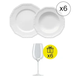Rosenthal Geschirrsets Für 6 Personen|Traditionelles Tafelservice für 6, 12-tlg. Geschirr-Set mit Geschenk